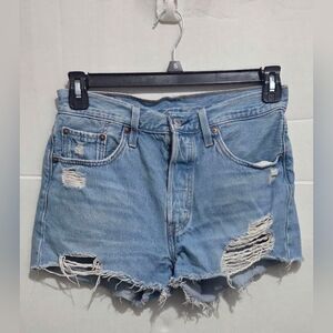 Levi's 501 Women's Cutoff Shorts Size 30  Light Blue Button-fly High-rise Denim